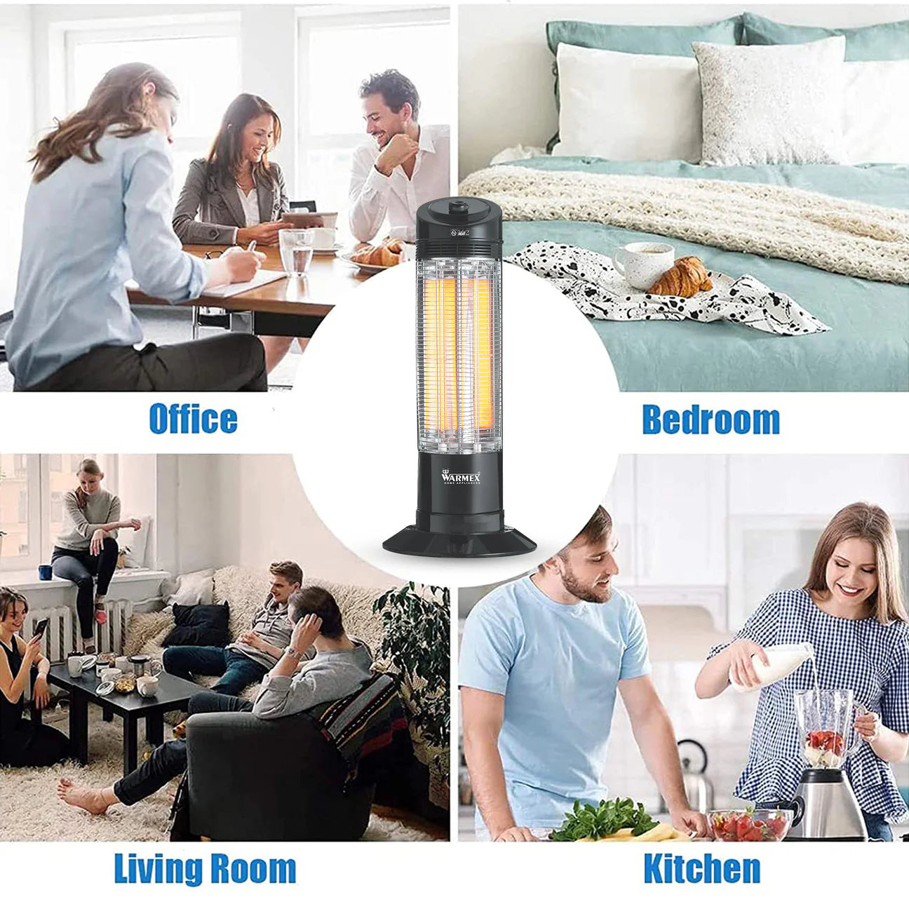 Warmex 600/1200 Watts Room Heater with 2 carbon elements & Overheat protection Black (RAPID
