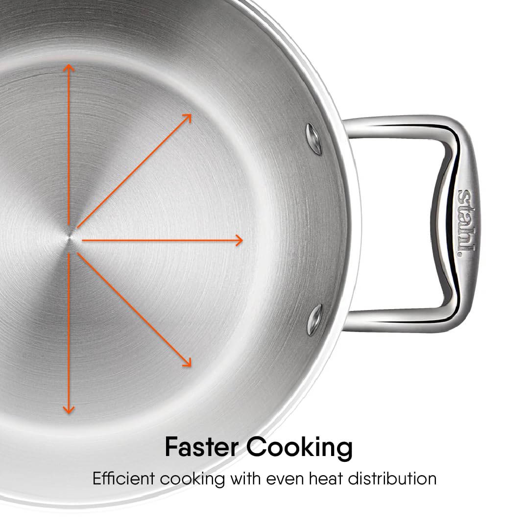 22cm Stahl Artisan Triply Stainless Steel Saucepot with Lid