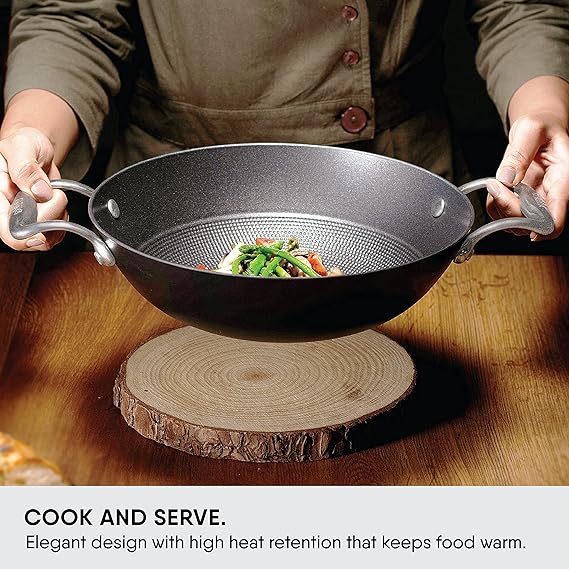 20cm Stahl Blacksmith Cast Iron Kadhai – Rust-Proof Kadai for Cook