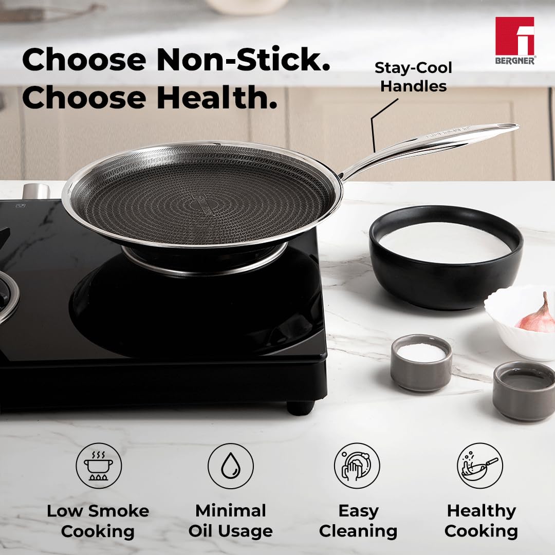 Bergner Hitech Prism TriPly Stainless Steel 28cm Tawa