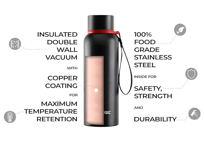 Borosil Hydra Trek 700 ml Stainless Steel Water Bottle (grey)