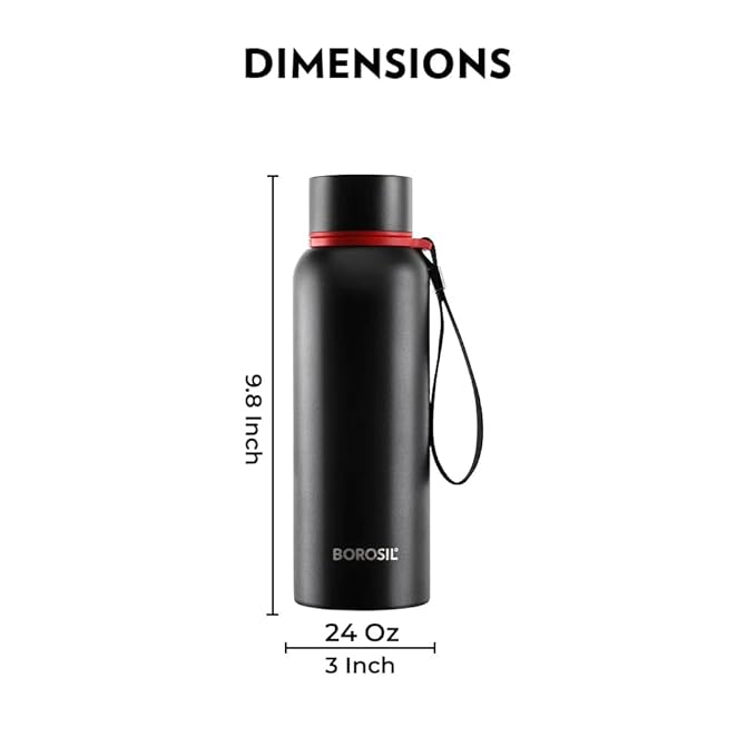Borosil Hydra Trek 700 ml Stainless Steel Water Bottle (grey)