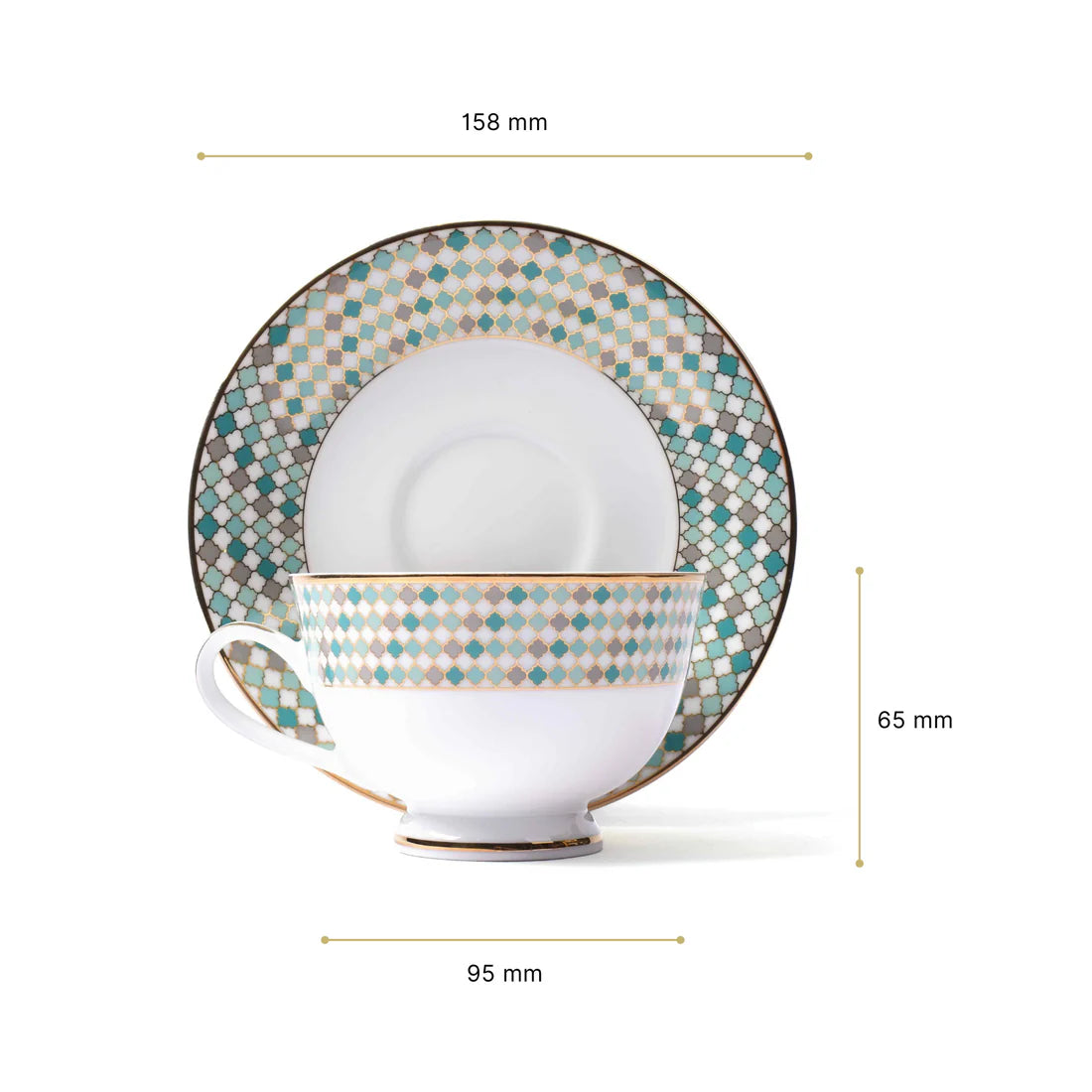 Christolite 12-Piece Tea Cup & Saucer Set – Elegant Teal Porcelain Tableware Premium Ceramic by Dankotuwa Sri Lanka