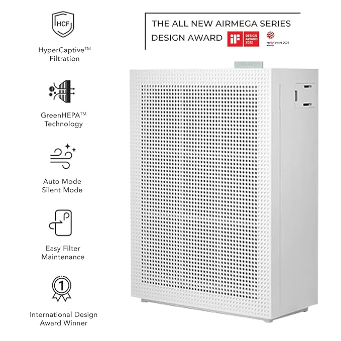 Coway Airmega 150 (AP-1019C) Air Purifier True HEPA H13 Anti-Virus Filter 8500 Hrs Long Filter Life Removes PM 0.01, Germs & Allergies – White