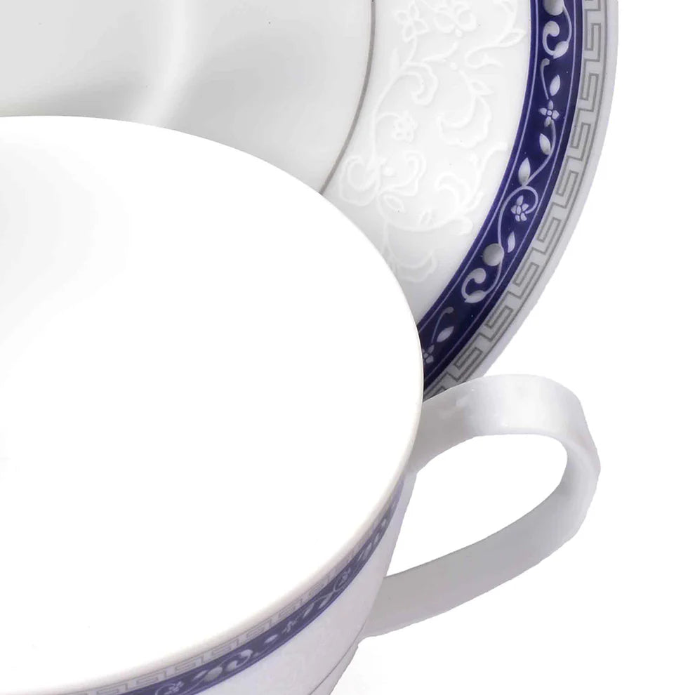 Dinole 12-Piece Tea Cup & Saucer Set – Premium Porcelain Ceramic – Blue Design – Dankotuwa Sri Lanka Fine Tableware