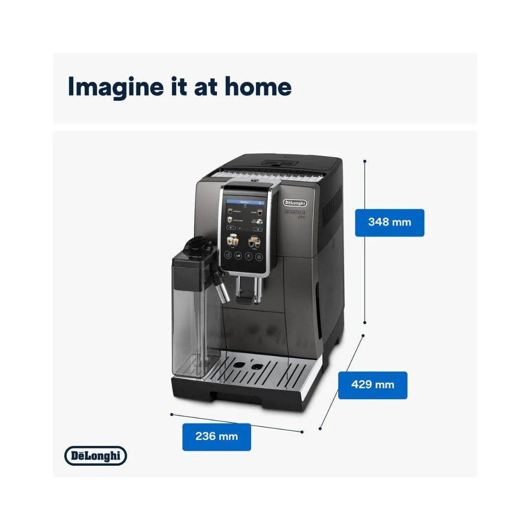 DeLonghi Dinamica Plus ECAM380.95.TB Fully Automatic Coffee Machine – Bean to Cup, Touch Display, LatteCrema System
