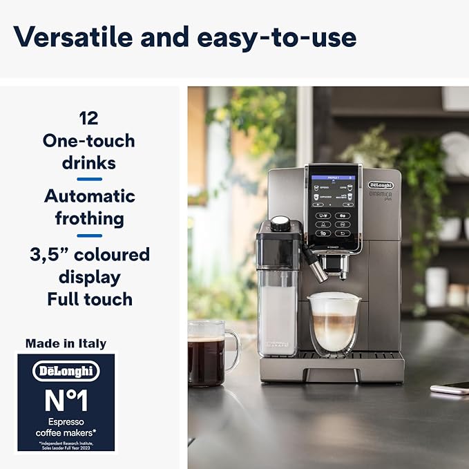 DeLonghi Dinamica Plus Ecam 370.70.B Fully Automatic Coffee Machine with Lattecrema Milk System