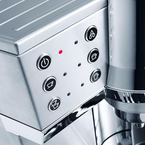 DeLonghi EC850 Espresso & Cappuccino Machine – Pump Coffee Maker with Milk Frother, Water Level Indicator, Self-Priming & Drip Tray (Metallic)