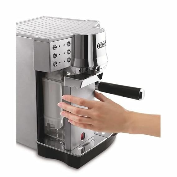 DeLonghi EC850 Espresso & Cappuccino Machine – Pump Coffee Maker with Milk Frother, Water Level Indicator, Self-Priming & Drip Tray (Metallic)