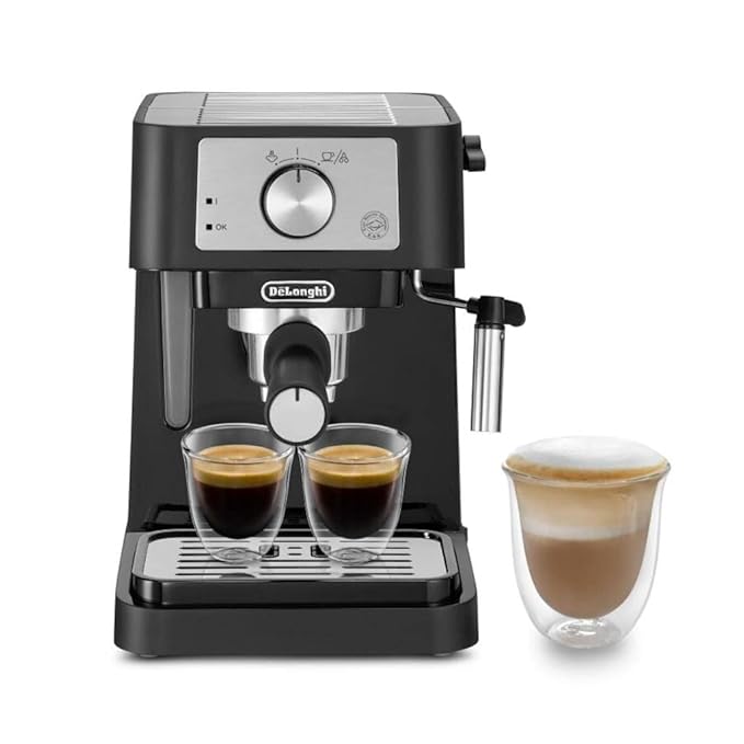 DeLonghi Stilosa Barista Espresso Coffee Machine – Traditional Pump, Black, 15 Bar Pressure