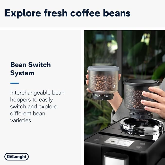 De'Longhi Rivelia Automatic Espresso Machine – Bean to Cup Coffee Maker with Grinder, Milk Frother & Iced Coffee | Compact Italian Design | Black