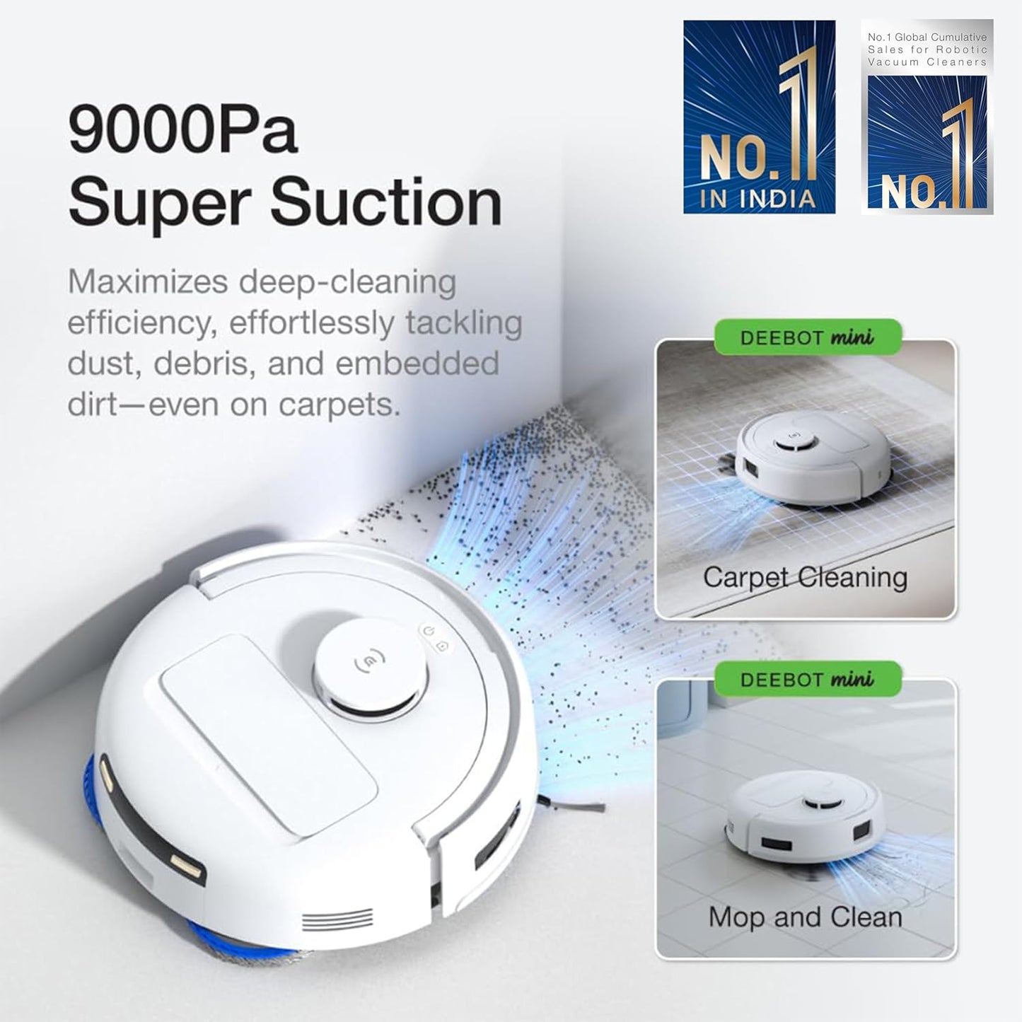 ECOVACS DEEBOT MINI OMNI | 2025 Launch | 9000 Pa Suction, 2-in-1 Robot Vacuum & Mop, Self-Emptying Omni Station, TrueMapping 2.0, ZeroTangle 2.0, 45°C Hot Air Dry