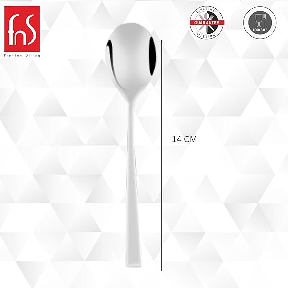 FnS Slim Line Stainless Steel Mirror Finish Tea Spoon (Set of 6) for Tea, Coffee and Spices