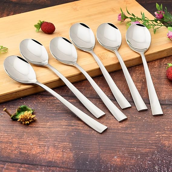 FnS Slim Line Stainless Steel Mirror Finish Tea Spoon (Set of 6) for Tea, Coffee and Spices