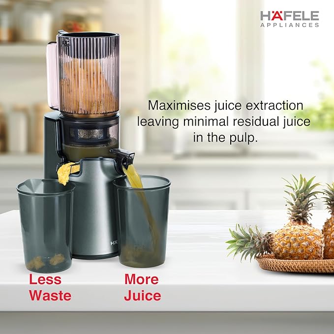 Häfele Magnus Prime Cold Press Slow Juicer – 250W Powerful Motor, Silent Operation, High Juice Yield, 2.9 kg, Silver – Premium Cold Press Juicer for Fruits & Vegetables