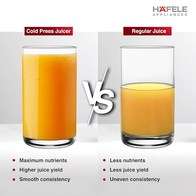 Häfele Magnus Prime Cold Press Slow Juicer – 250W Powerful Motor, Silent Operation, High Juice Yield, 2.9 kg, Silver – Premium Cold Press Juicer for Fruits & Vegetables