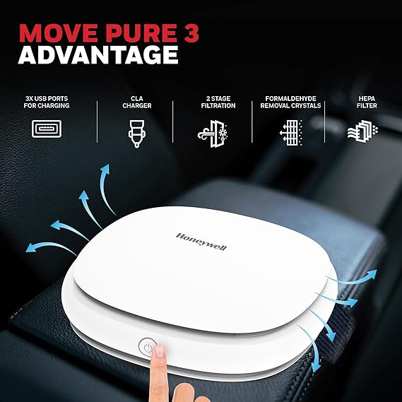 Honeywell Move Pure 3 Car Air Purifier , White