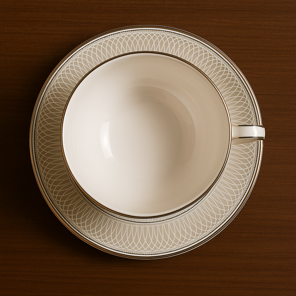 Luxury Porcelain Tea Cup & Saucer Set with Platinum Detailing – Elegant Bone China for High Tea, Gifting & Formal Dining