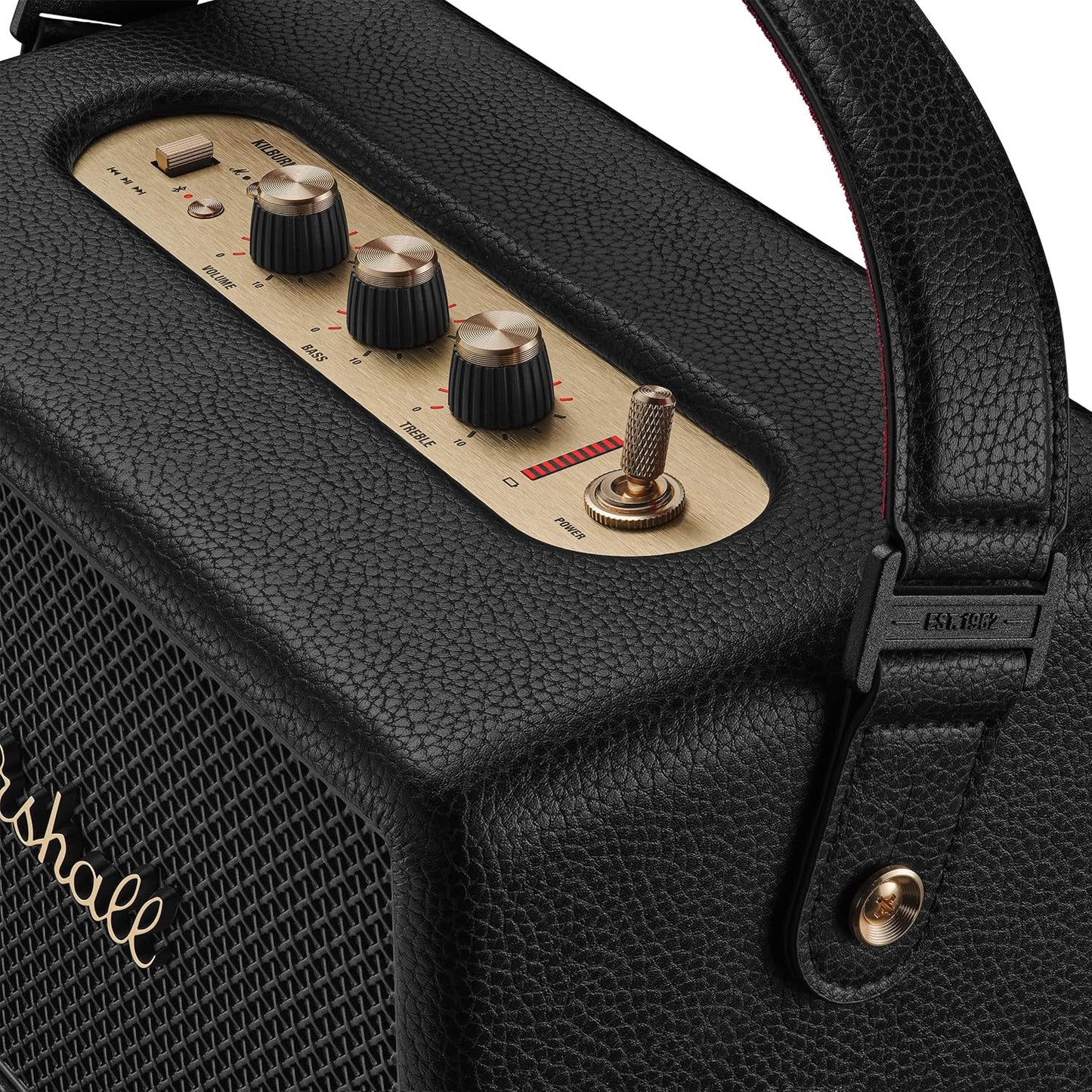 Marshall Kilburn III Portable Bluetooth Speaker – Black & Brass 360° Immersive Sound, 50+ Hours Playtime, Dust & Water Resistant (IP54)