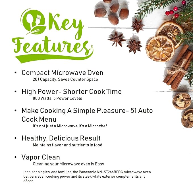 Panasonic 20L Solo Microwave Oven (NN-ST266BFDG, Black, 51 Auto Menus)