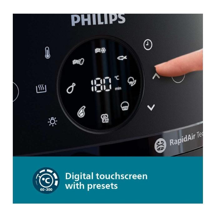 Philips 2000 Series 4.2 Litres Air Fryer with Automatic Shut-off, Dishwasher Safe, Rapid Air Technology, Non-Stick Coating (Black, NA221/00)