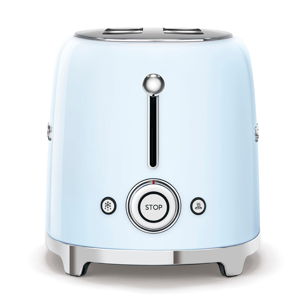SMEG TSF02 2-Slice Extra-Wide Toaster Pastel Blue – 50’s Retro Style, 6 Toasting Levels, Defrost, Reheat & Bagel Functions, Extra-Long Slots, Premium Italian Design