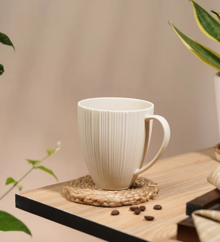 Vogue Diamond Beige Mug Set – 2 x 400ml Ceramic Coffee Mugs