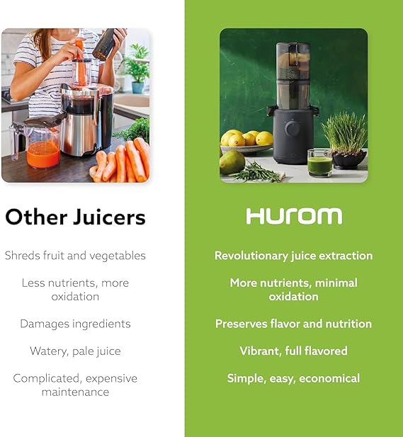 Hurom H310A Cold Press Juicer – Compact Slow Juicer for Fruits & Vegetables (Black) | Easy to Clean & Silent Operation