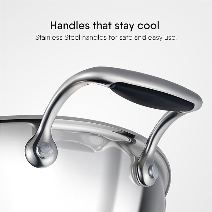 26 cm Stahl Artisan Triply Stainless Steel Kadhai with Lid – Durable Cookware