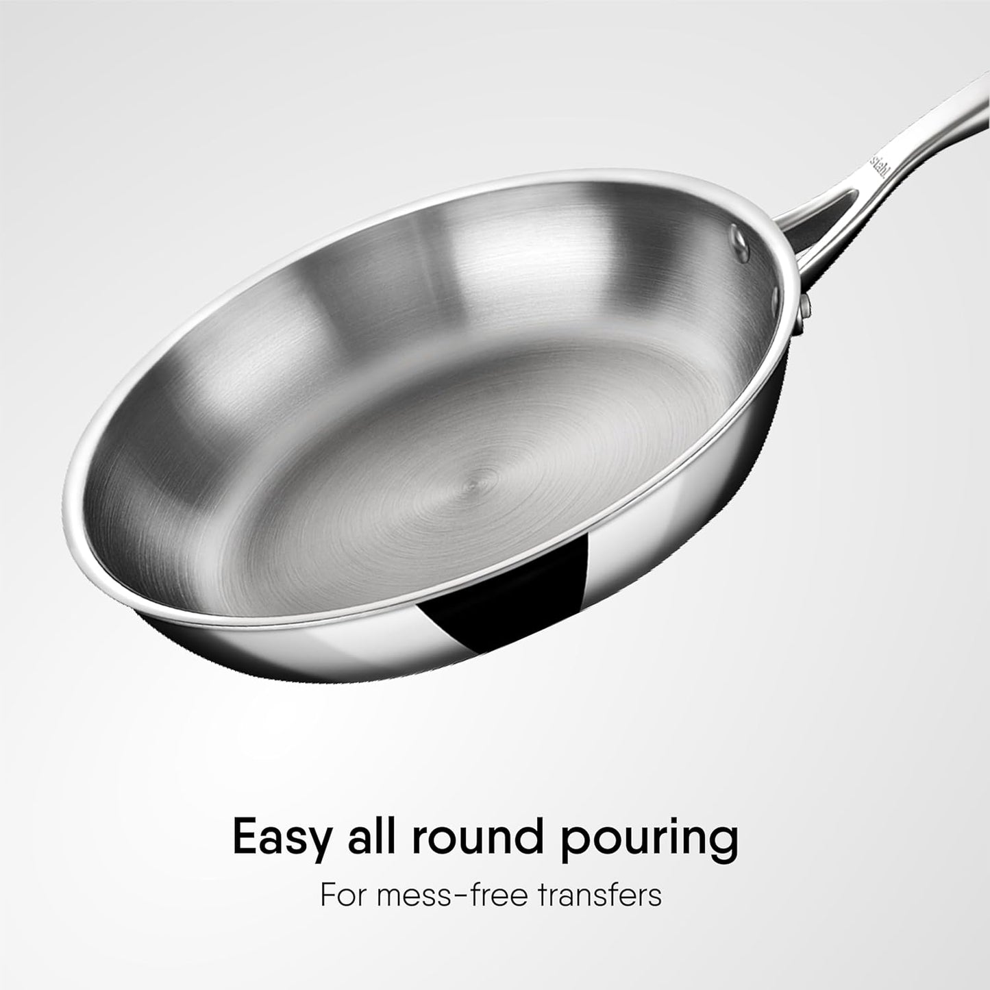 24cm Stahl Artisan Triply Stainless Steel Fry Pan with Lid – Induction & Gas Compatible