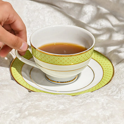 12-Piece Green Tea Cup & Saucer Set by Princely Dankotuwa – Premium Tableware