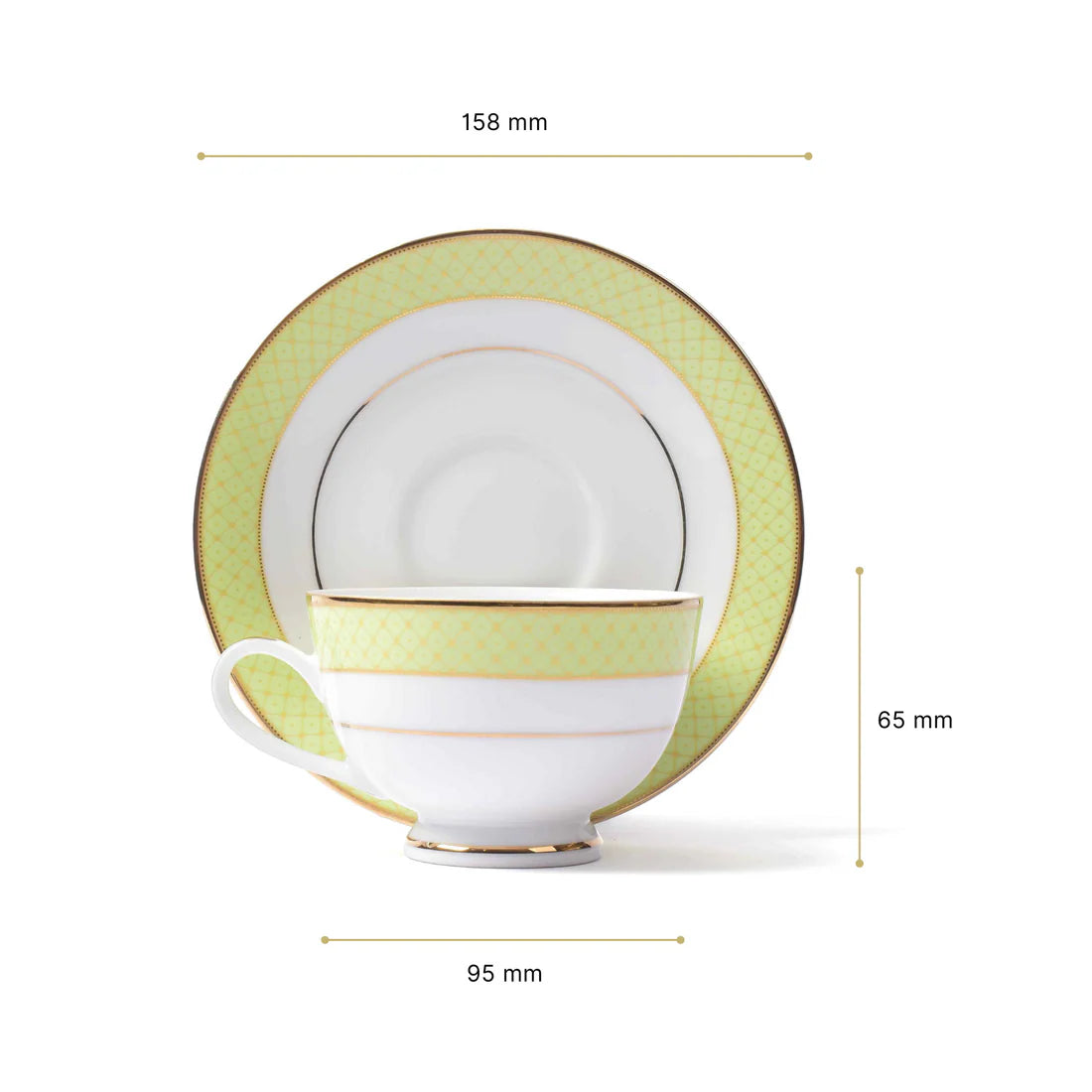 12-Piece Green Tea Cup & Saucer Set by Princely Dankotuwa – Premium Tableware