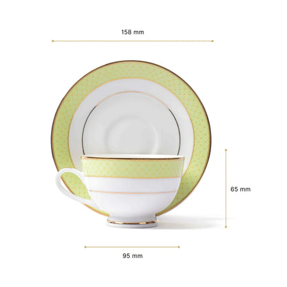 12-Piece Green Tea Cup & Saucer Set by Princely Dankotuwa – Premium Tableware