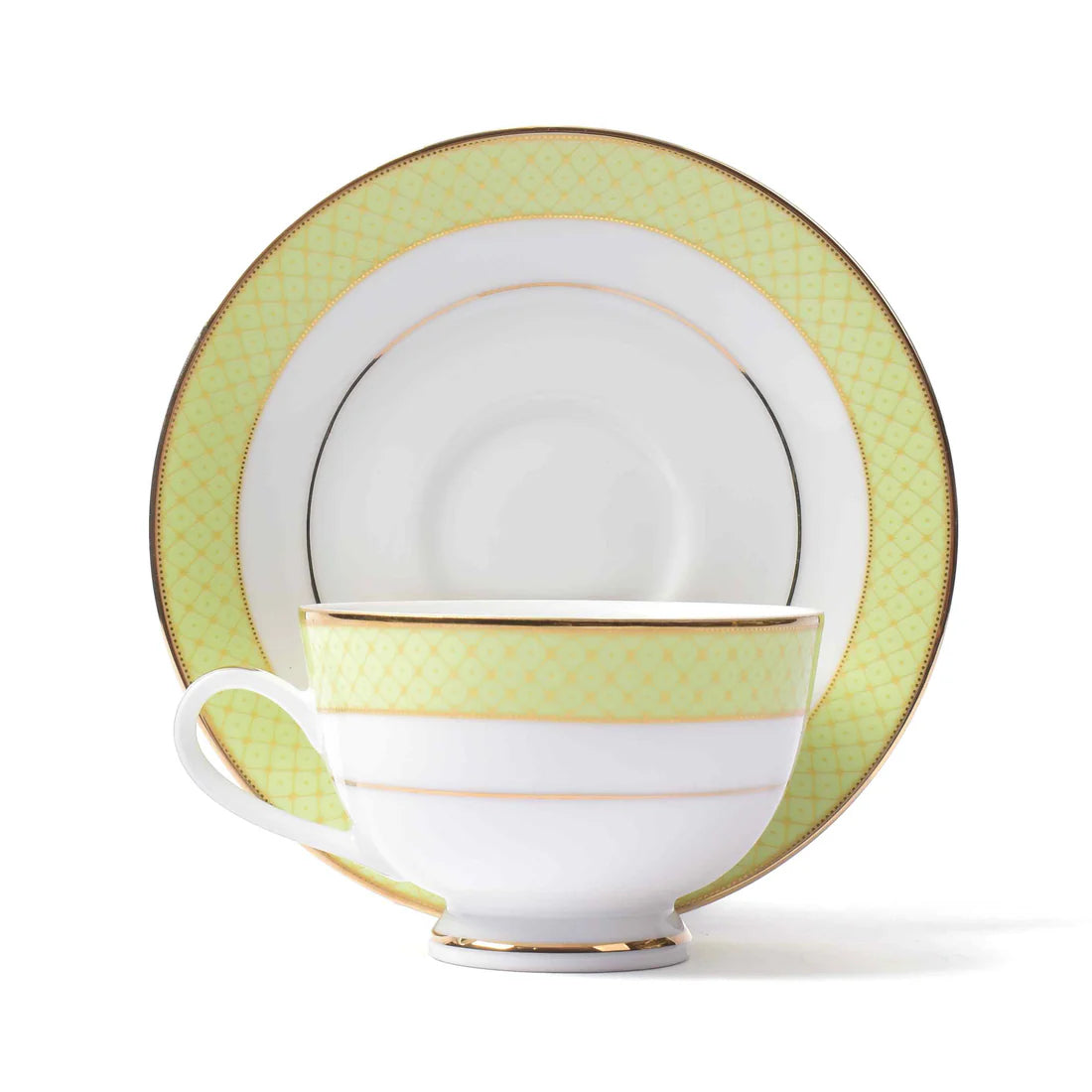 12-Piece Green Tea Cup & Saucer Set by Princely Dankotuwa – Premium Tableware