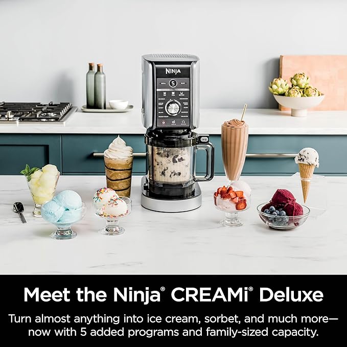 Ninja CREAMi Deluxe 11-in-1 Ice Cream & Frozen Treat Maker – XL Capacity, Silver  Makes Ice Cream, Sorbet, Milkshakes, Frozen Yogurt & More  Includes 2 Large 24 oz Tubs