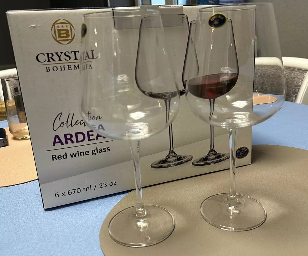 Bohemia Ardea Wine Glass Set of 6  670 ml Crystal Copa Vino Glasses Elegant Czech Drinkware