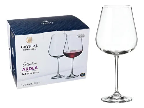 Bohemia Ardea Wine Glass Set of 6  670 ml Crystal Copa Vino Glasses Elegant Czech Drinkware