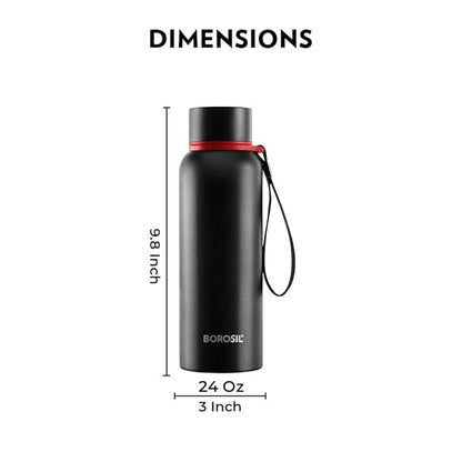 Borosil Hydra Trek 700 ml Stainless Steel Water Bottle (grey)