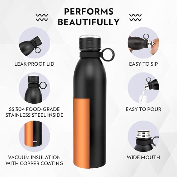 Borosil Hydra Jupiter 1000 ml Stainless Steel Water Bottle