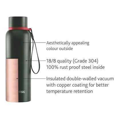 Borosil Hydra Trek 700 ml Stainless Steel Water Bottle ( green)