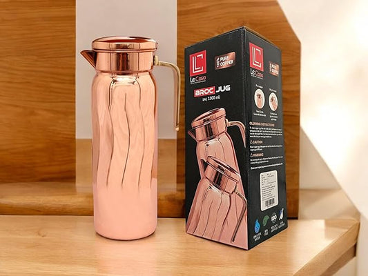LE CASA Broc Pitcher Copper Jug | Capacity - 1300ML