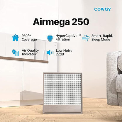 Coway Airmega 250 (AP-1720H) Air Purifier – Anti-Virus True HEPA H13, 8500H Filter Life, Removes PM 0.01 with 99.999% Efficiency for Living Room