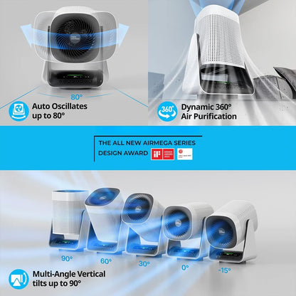 Coway Airmega AIM (AP-0623B) Air Purifier – 355 Sq.Ft Coverage, Long-Lasting Filter 8500H, 99.999% Virus & PM 0.01 Removal, 7-Year Motor Warranty, White
