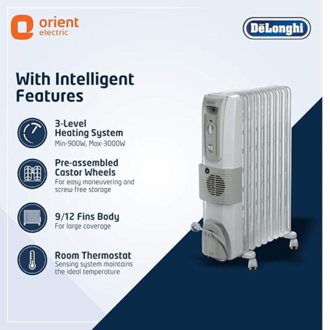 Khan Radiator Delonghi 9 fin oil Filled radiator room heater – Ahuja Sons Khan Market