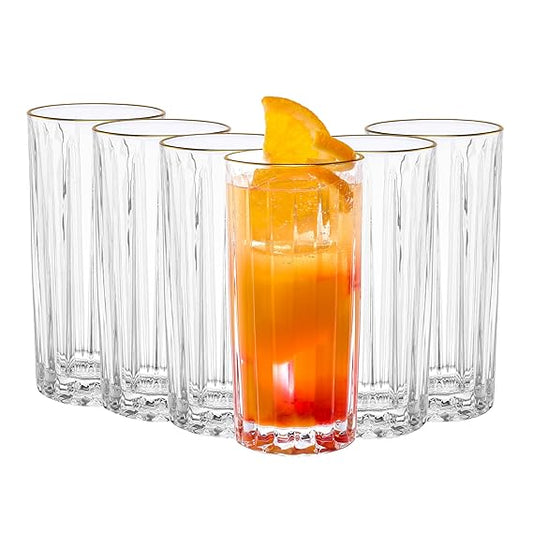 DUBBLIN Majestic 335 Gold Tall Premium Juice and Water Glasses - Set of 6