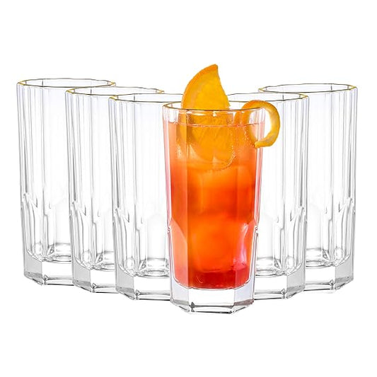 DUBBLIN Ritz 330 Gold Premium Juice and Water Glasses - Set of 6