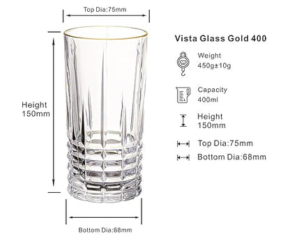 DUBBLIN Vista 400 Gold Premium Juice and Water Glasses