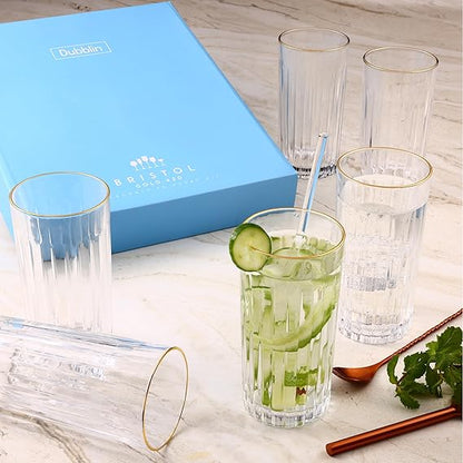 DUBBLIN Bristol 420 Gold Premium Juice and Water Glasses - Set of 6