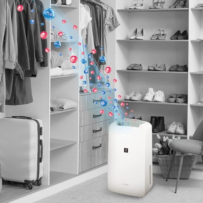SHARP DW-P10M-W Electric Dehumidifier with Plasmacluster Technology – Removes Mold, Viruses, Odors & Excess Moisture for Cleaner Home Air