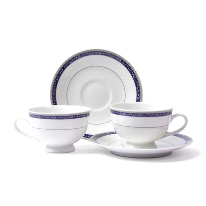 Dinole 12-Piece Tea Cup & Saucer Set – Premium Porcelain Ceramic – Blue Design – Dankotuwa Sri Lanka Fine Tableware